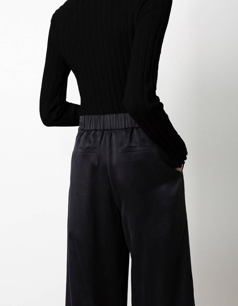 Freedom Long Silk Black Trousers