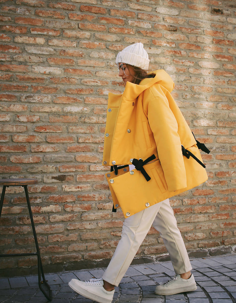 Hooded Yellow Puffer Jacket