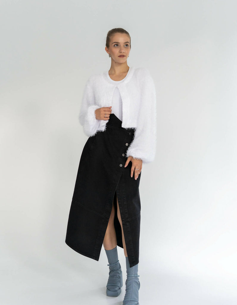 Brassica wrap denim skirt