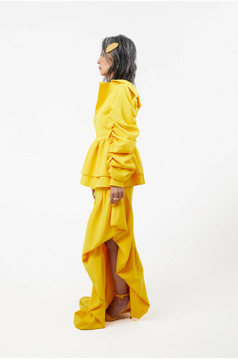 MARIGOLD YELLOW PANTS WITH RUFFLES