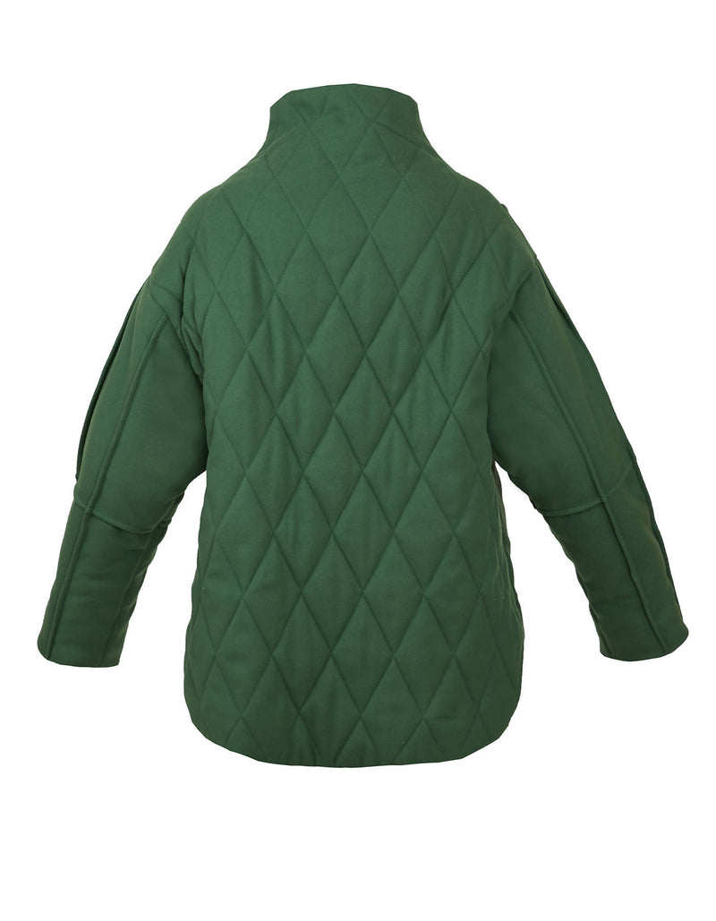 Green Stitched-Back Turtleneck Puffer Jacket