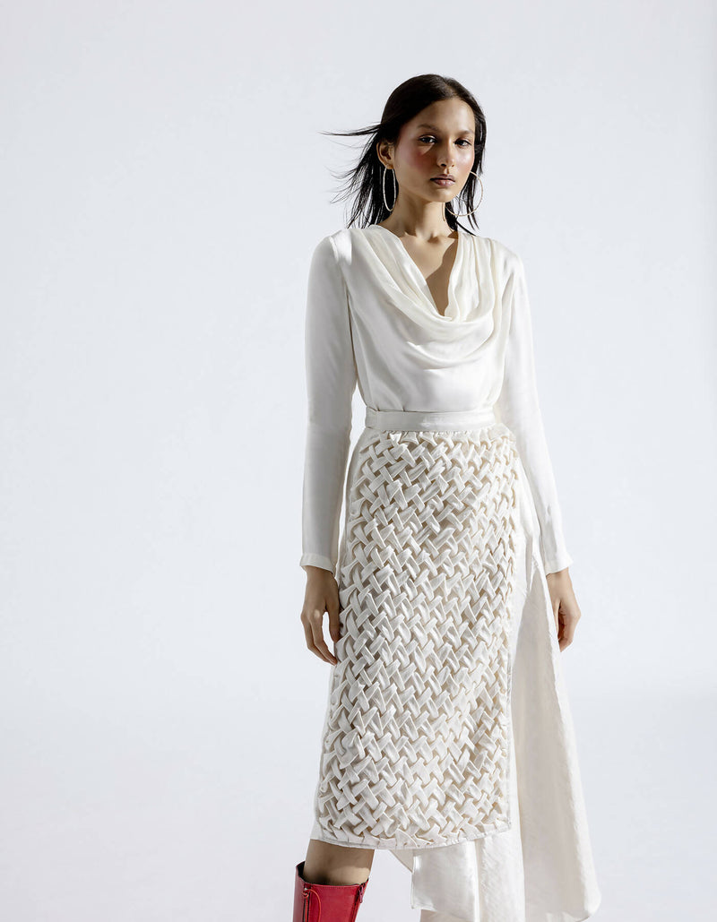 Cream Cocoon Wrap Skirt