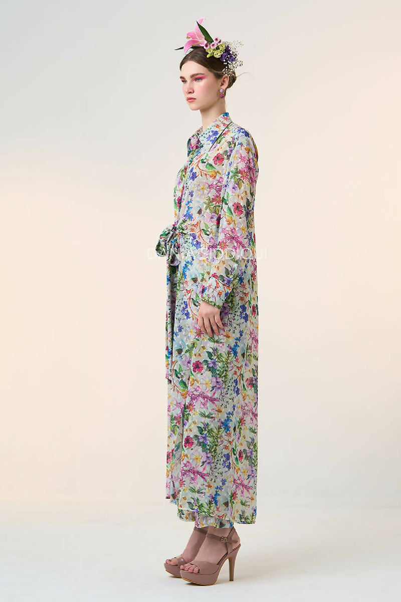 FLORAL KNOT LONG SHIRT & STRAIGHT PANTS