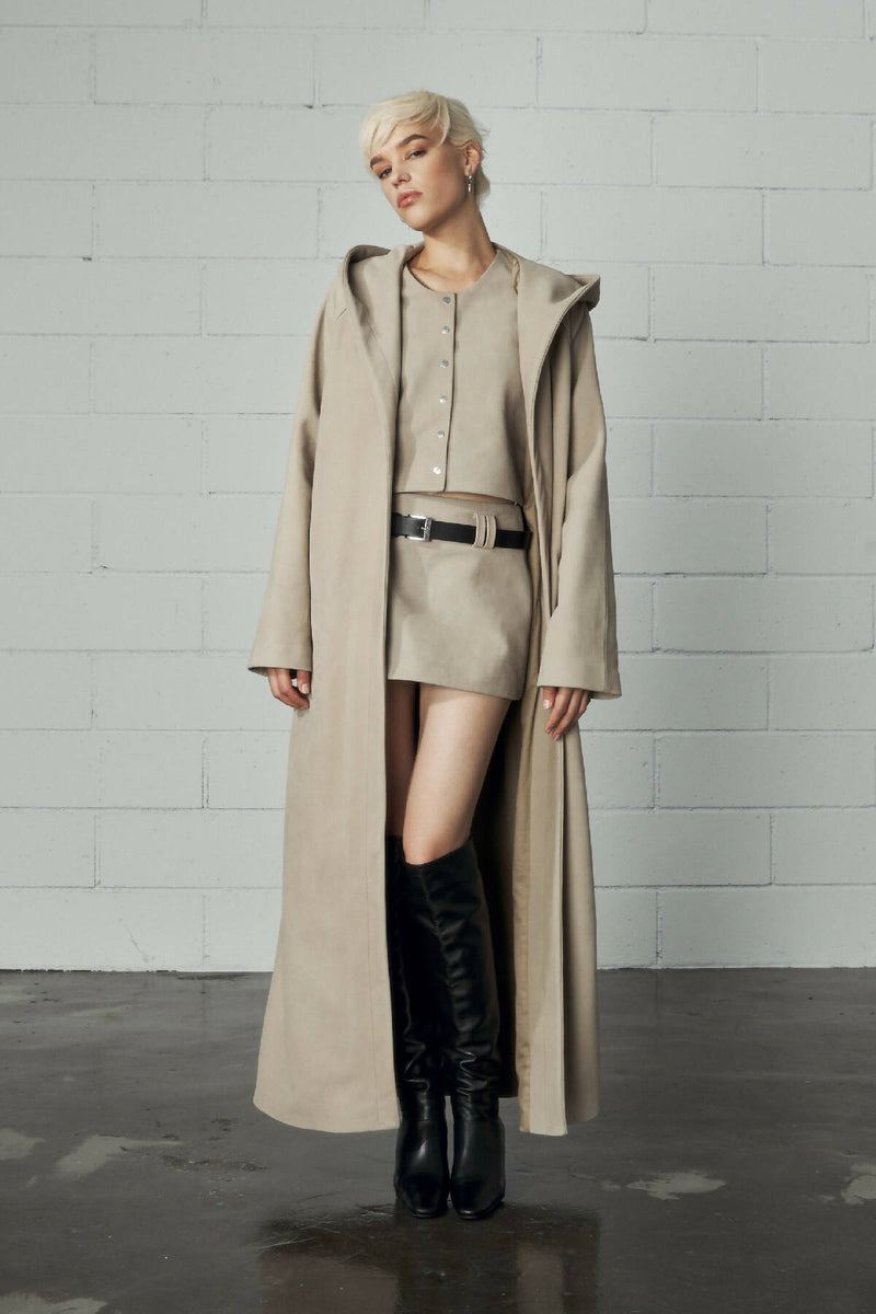 SUEDE MAXI COAT