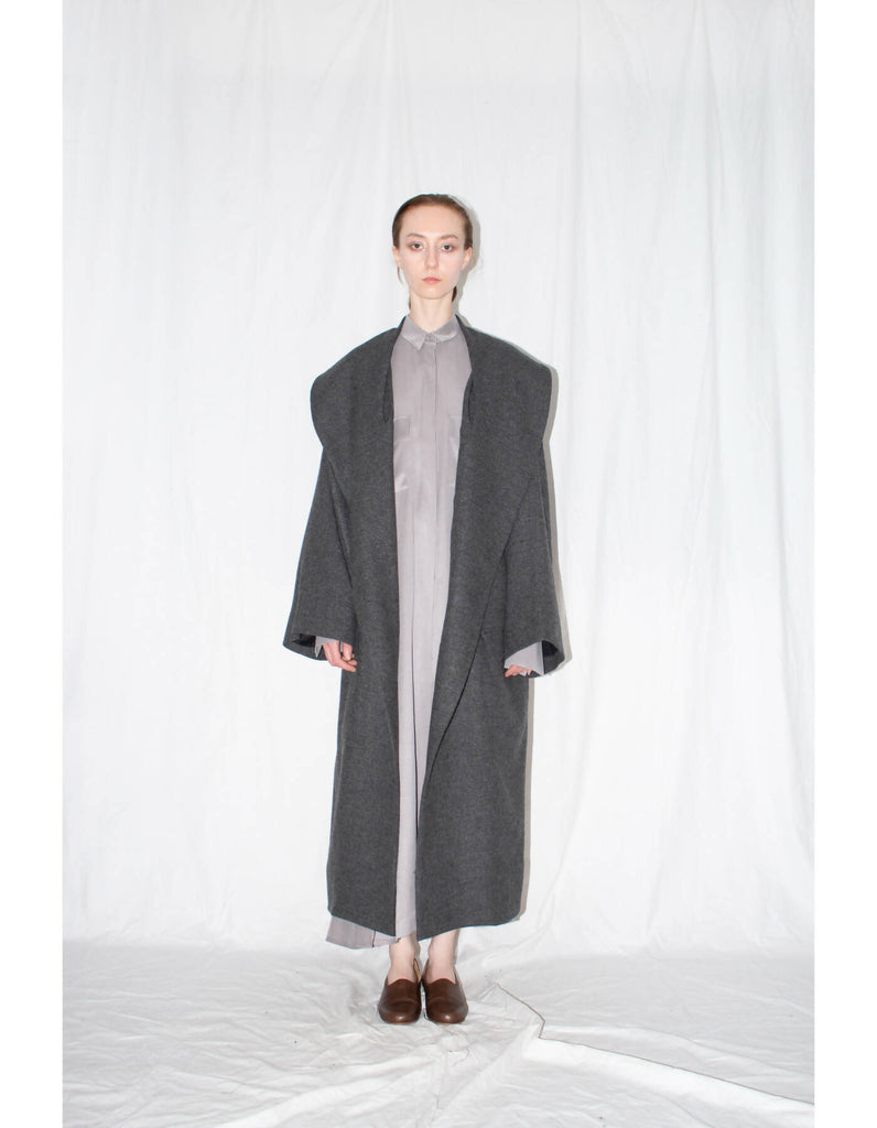 Grey Oversized Shawl Coat