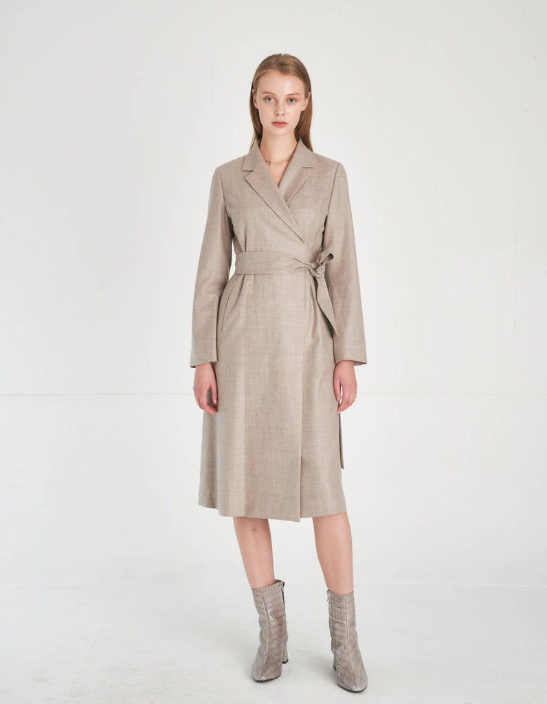 Notched Lapel Wool Dress