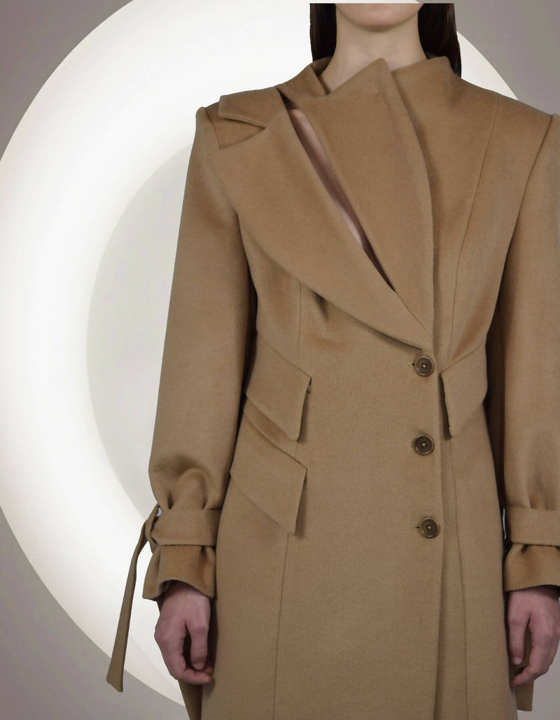 Zane Cashmere Long Beige Coat