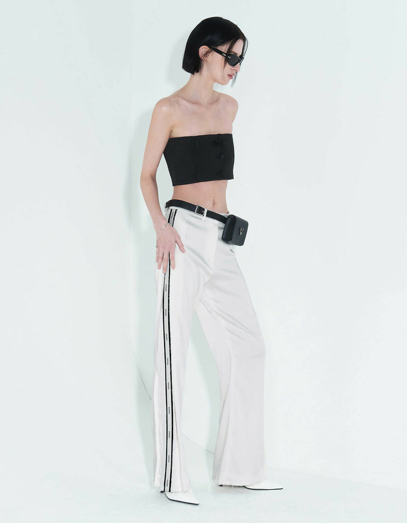 Pleated Logo-Tape Trousers