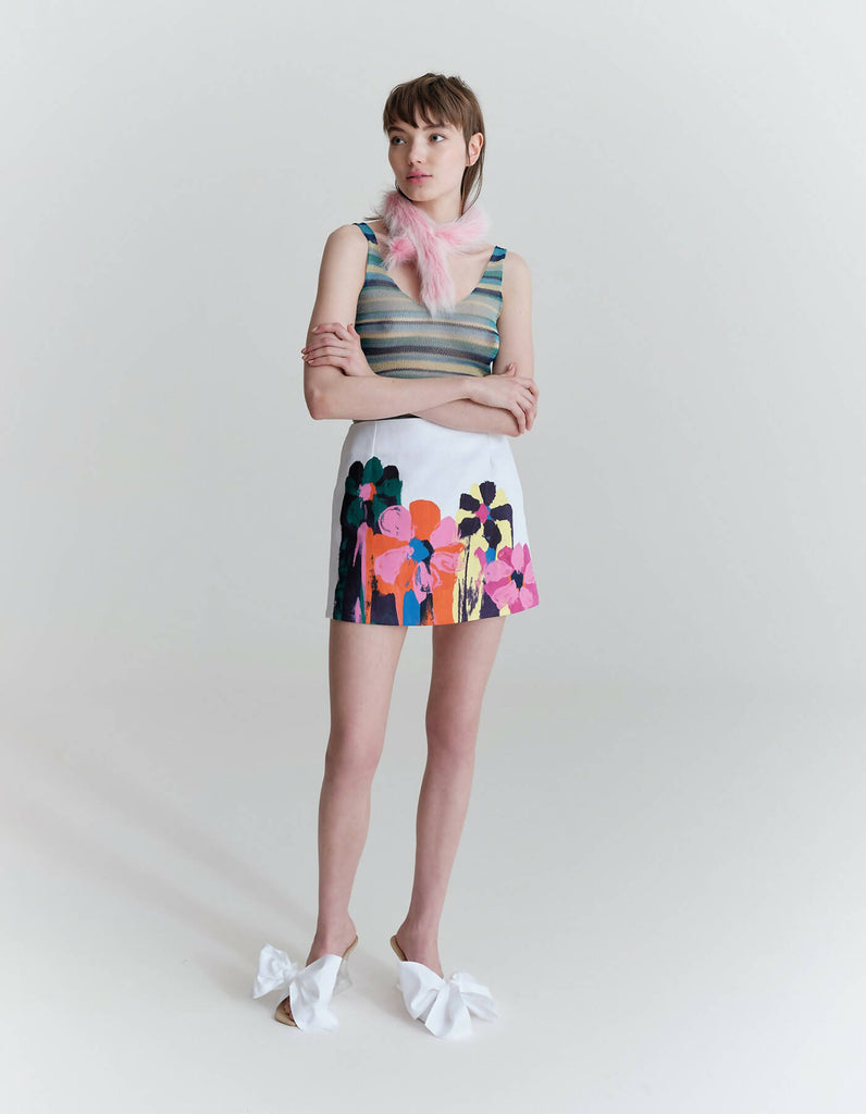 Flower Mini Skirt - Hand Print