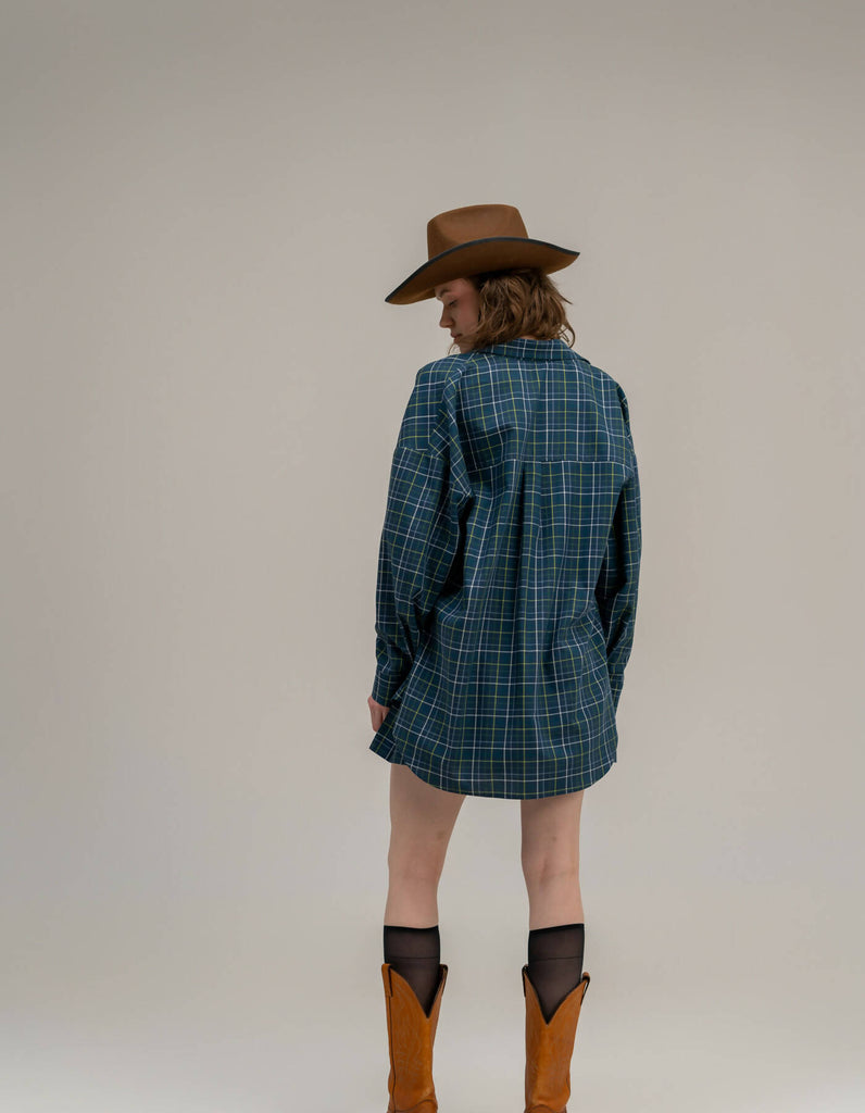 Blue plaid unisex shirt