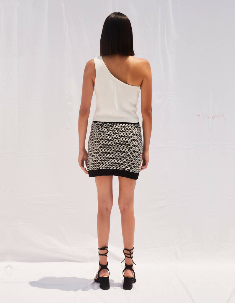 Ina Cotton Knit Mini Skirt - Checkered