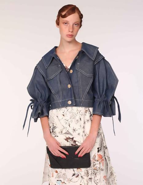 Origami Squarish Sleeves Cotton Linen Denim Jacket