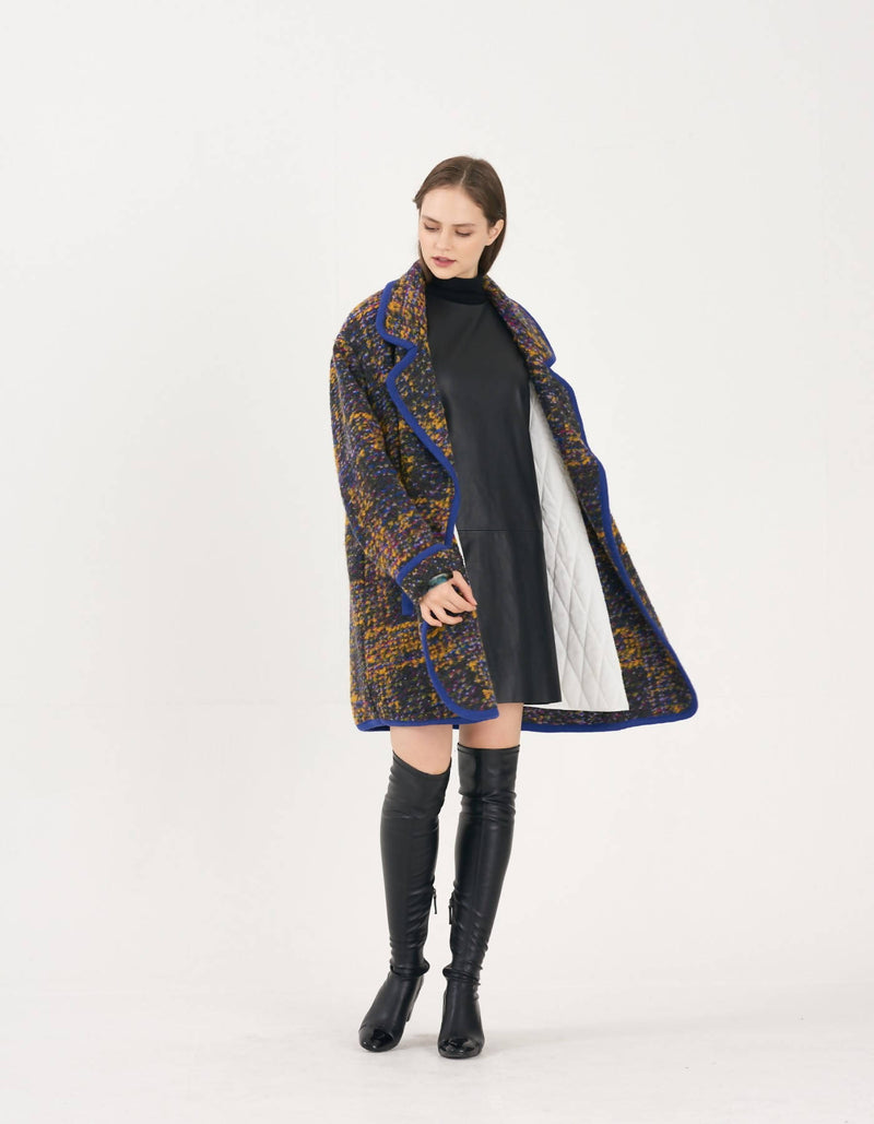 Unisex Italy Wool Knit Oversize Coat - Blue