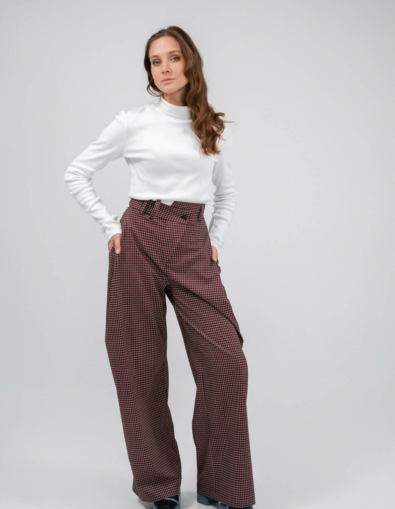 Plaid palazzo trousers