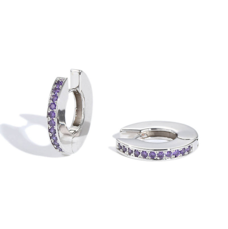 Adara Purple Cubic Zirconia Hoop Earrings