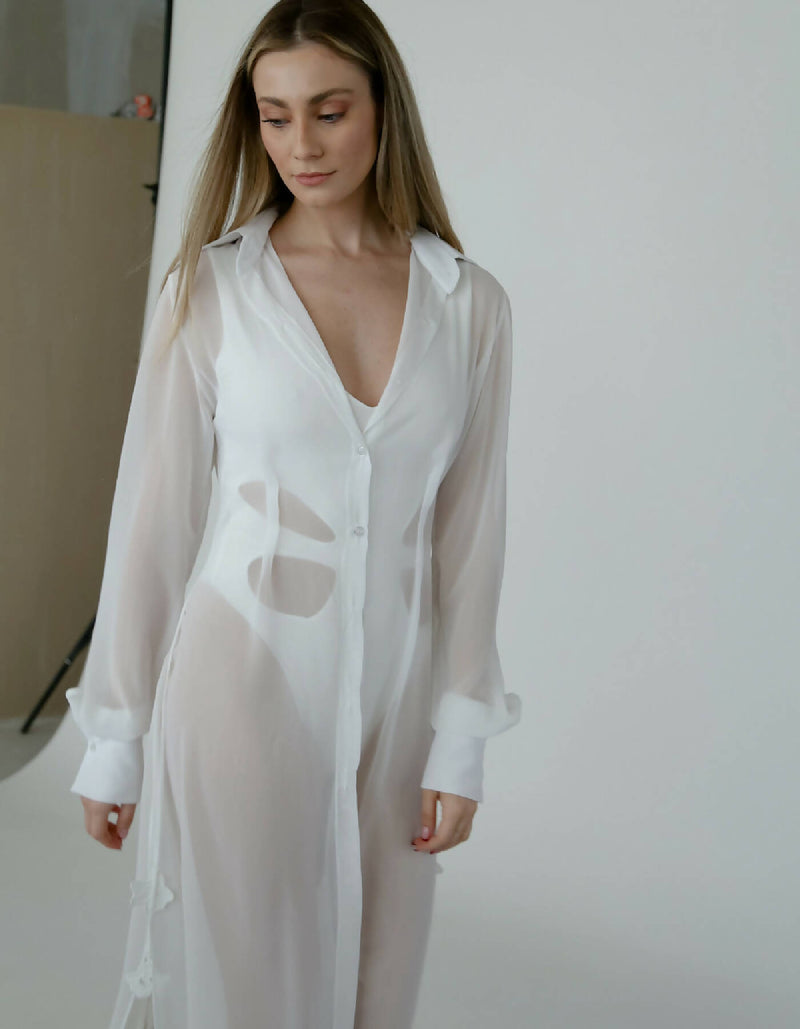 Reese Long White Shirt Kaftan