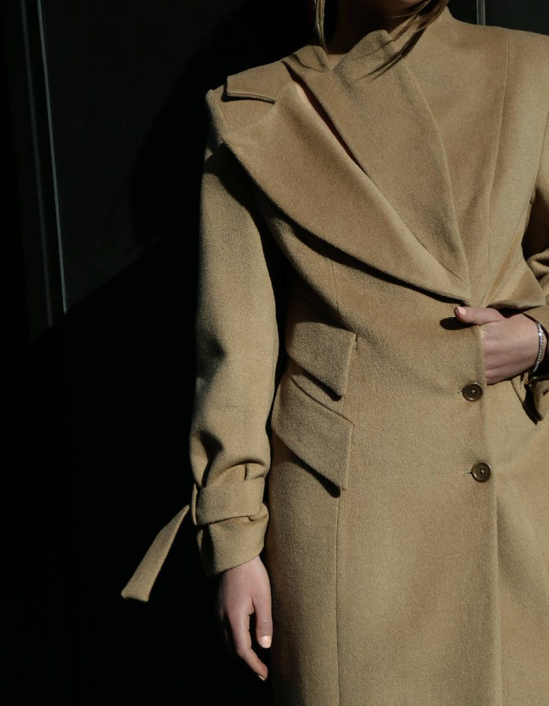 Zane Cashmere Long Beige Coat