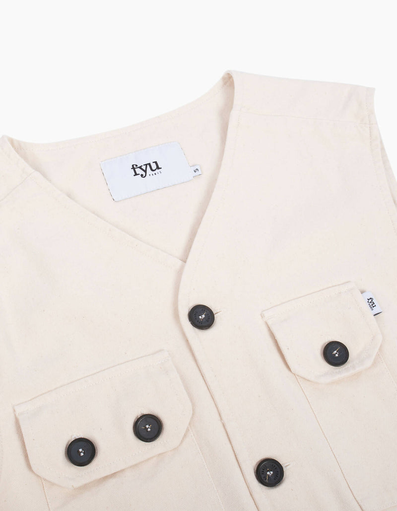 Otis Denim Utility Vest Cream