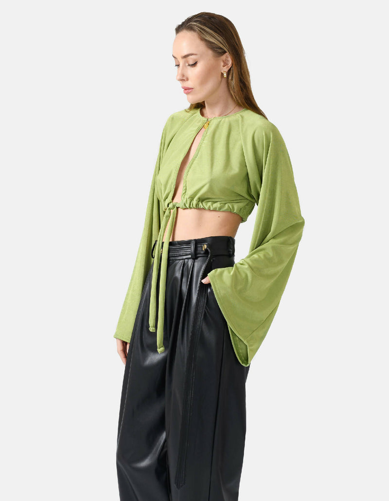 Serenity Cropped Cardigan Green