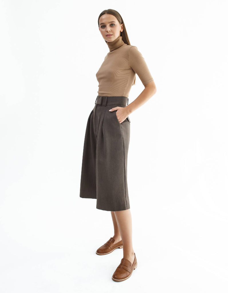 Brown Wool Bermuda Shorts