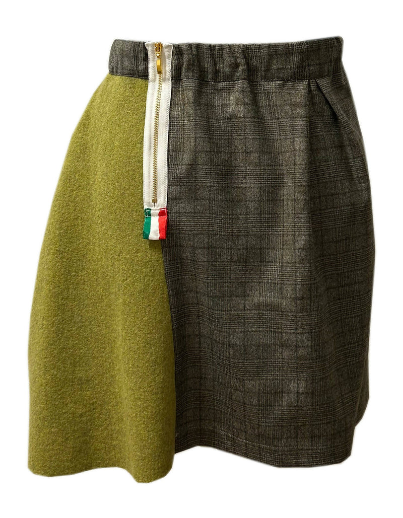 Wool asymmetric draping skirt