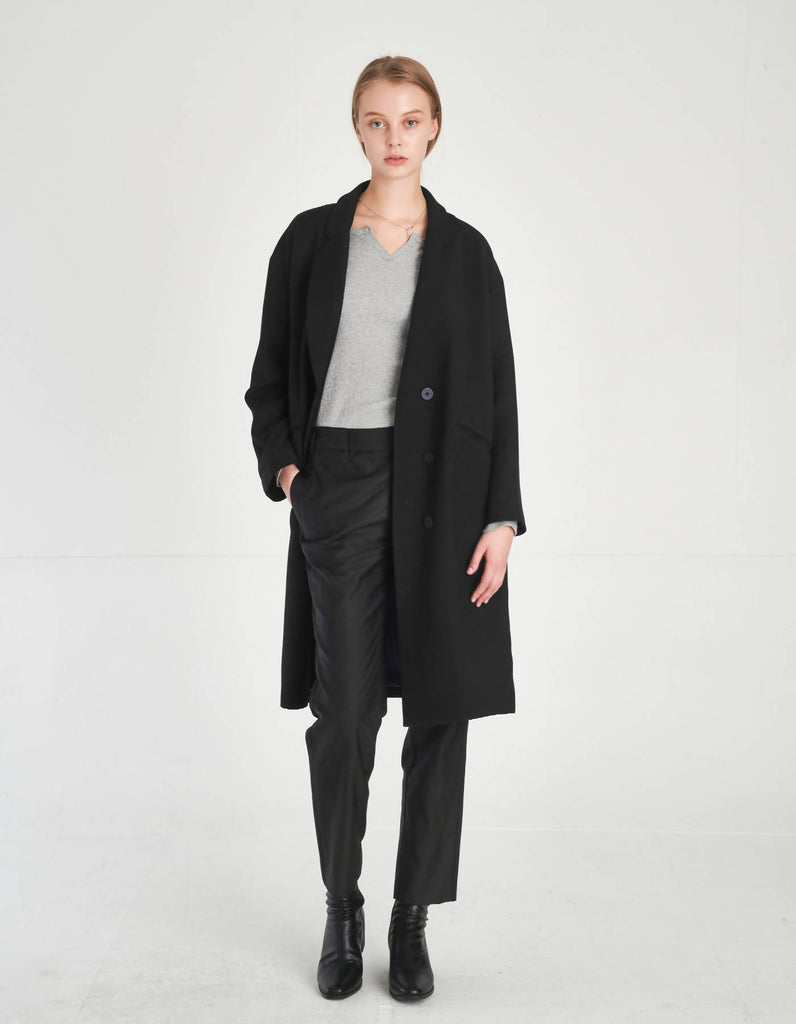 Minimalist Design Loose Fit Wool Coat