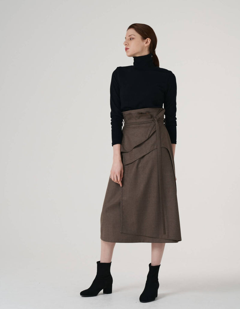 Wool 100% High Waist Cutting Edge Skirt