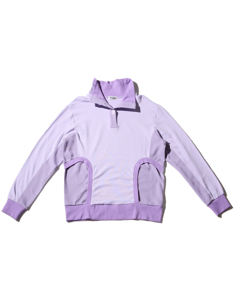 Color Combination Rib Turtle Sweatshirt_Pale Lavender