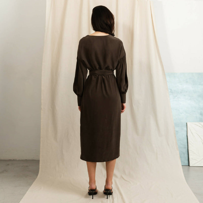 Silk dress Sunday chocolate brown