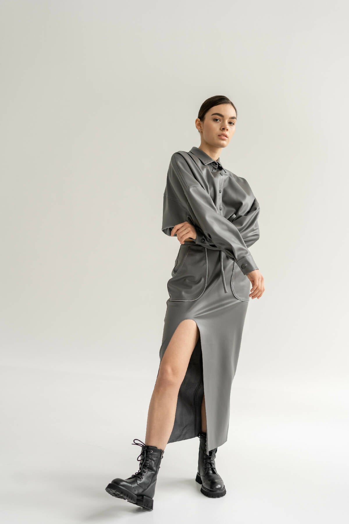A PENCIL MIDI SKIRT (GREY) PRE-ORDER