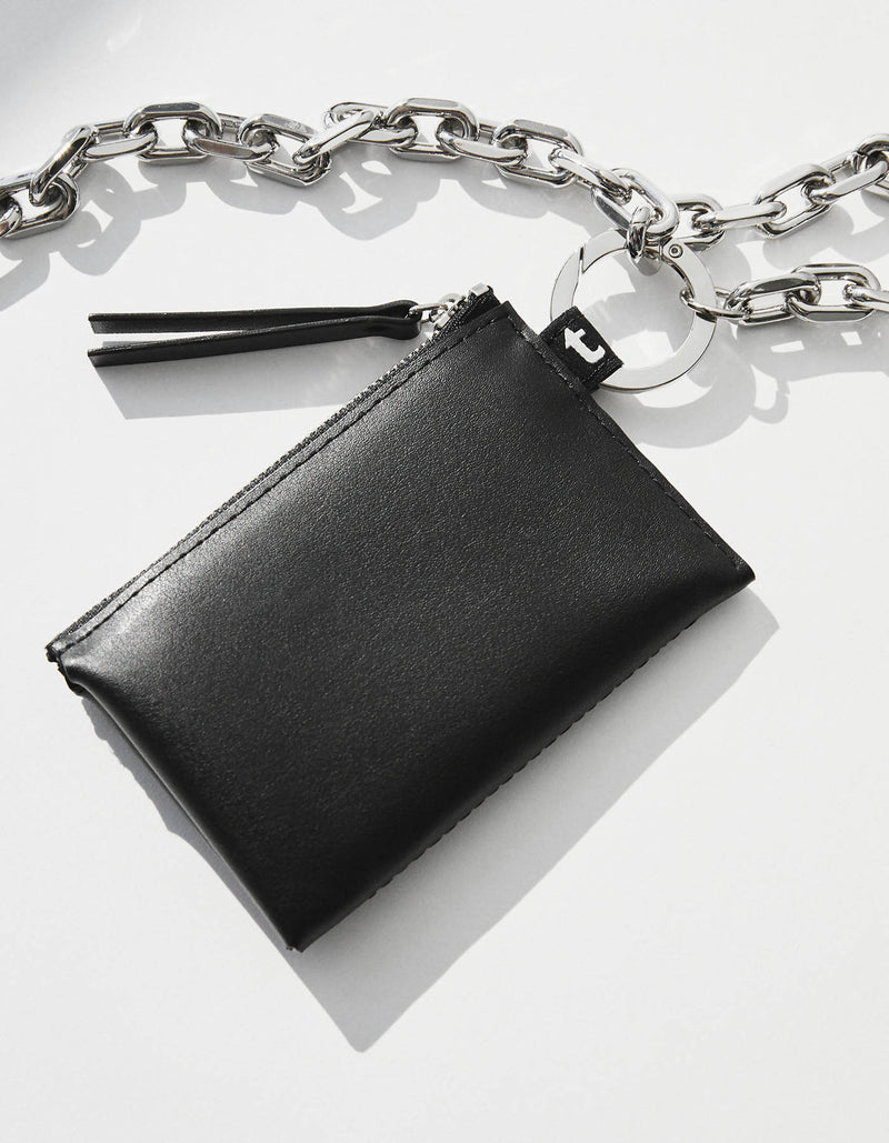 terrible studio vegan leather card pouch with detachable crossbody chain strap_detail