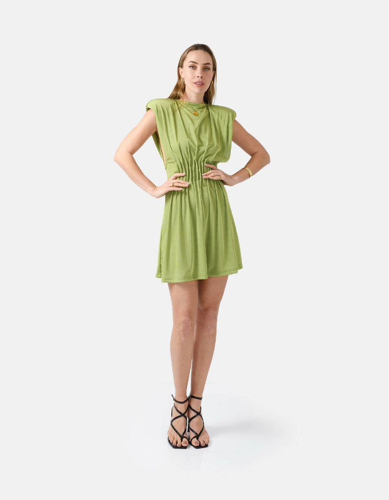 Evenfall Silky Mini Dress Green