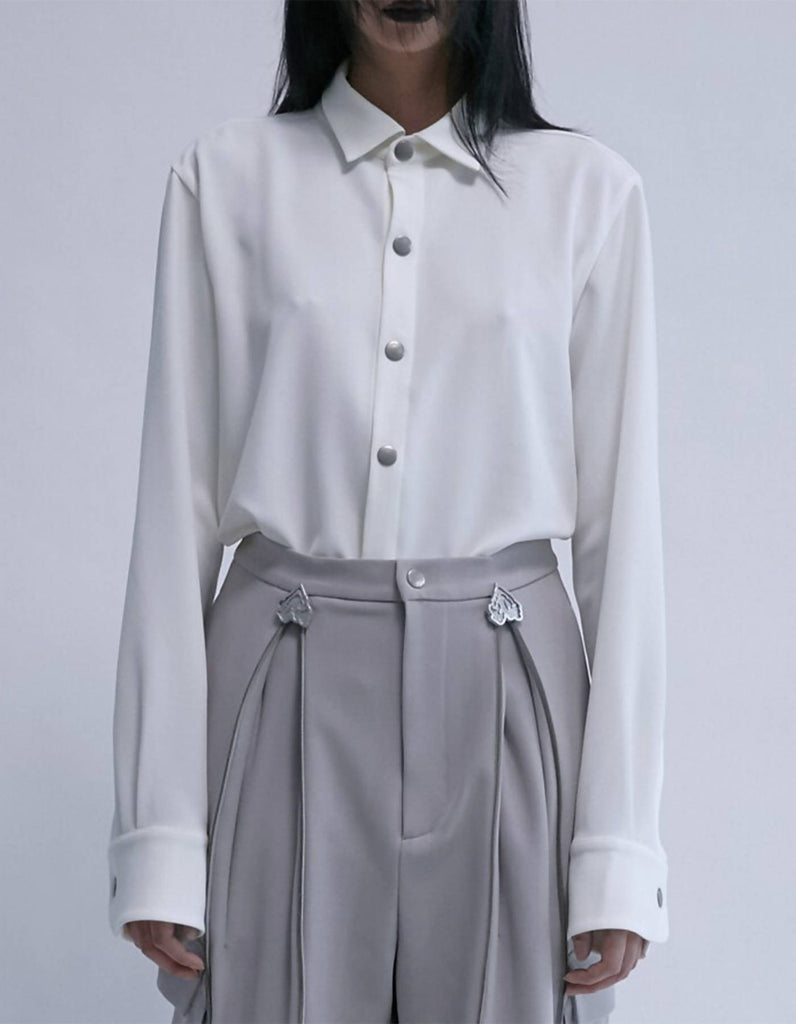 Pressed-Buckle Loose Shirt