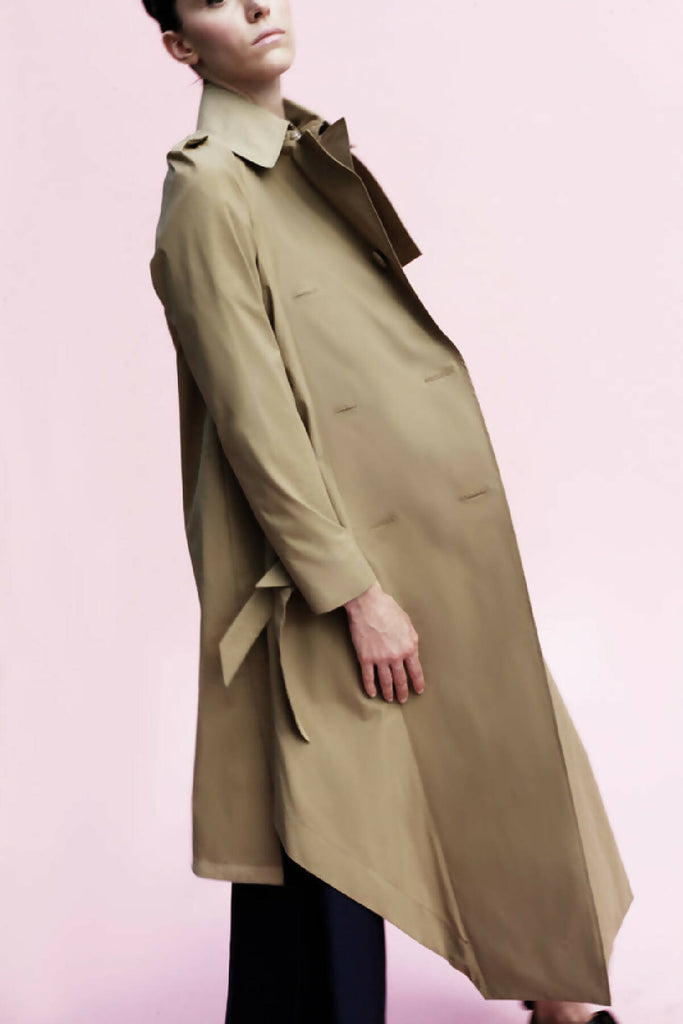 Origami Water Repellent Cotton Trench Coat / Khaki