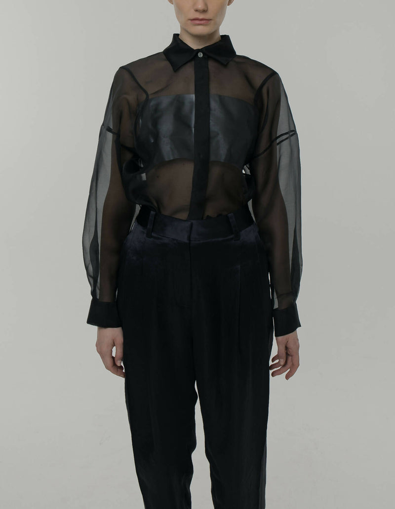 Silk Organza Shirt - Black