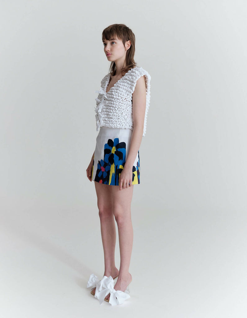 Flower Mini Skirt - Hand Print