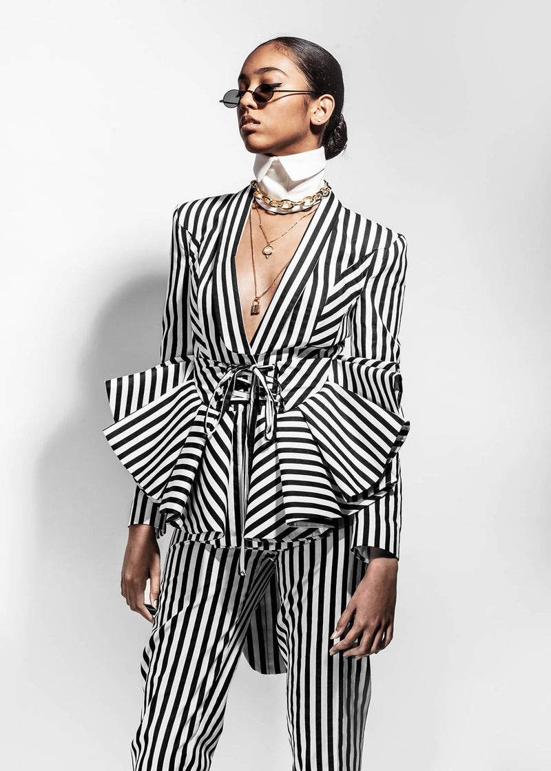 Black/White Striped Corset Suit (Jacket)