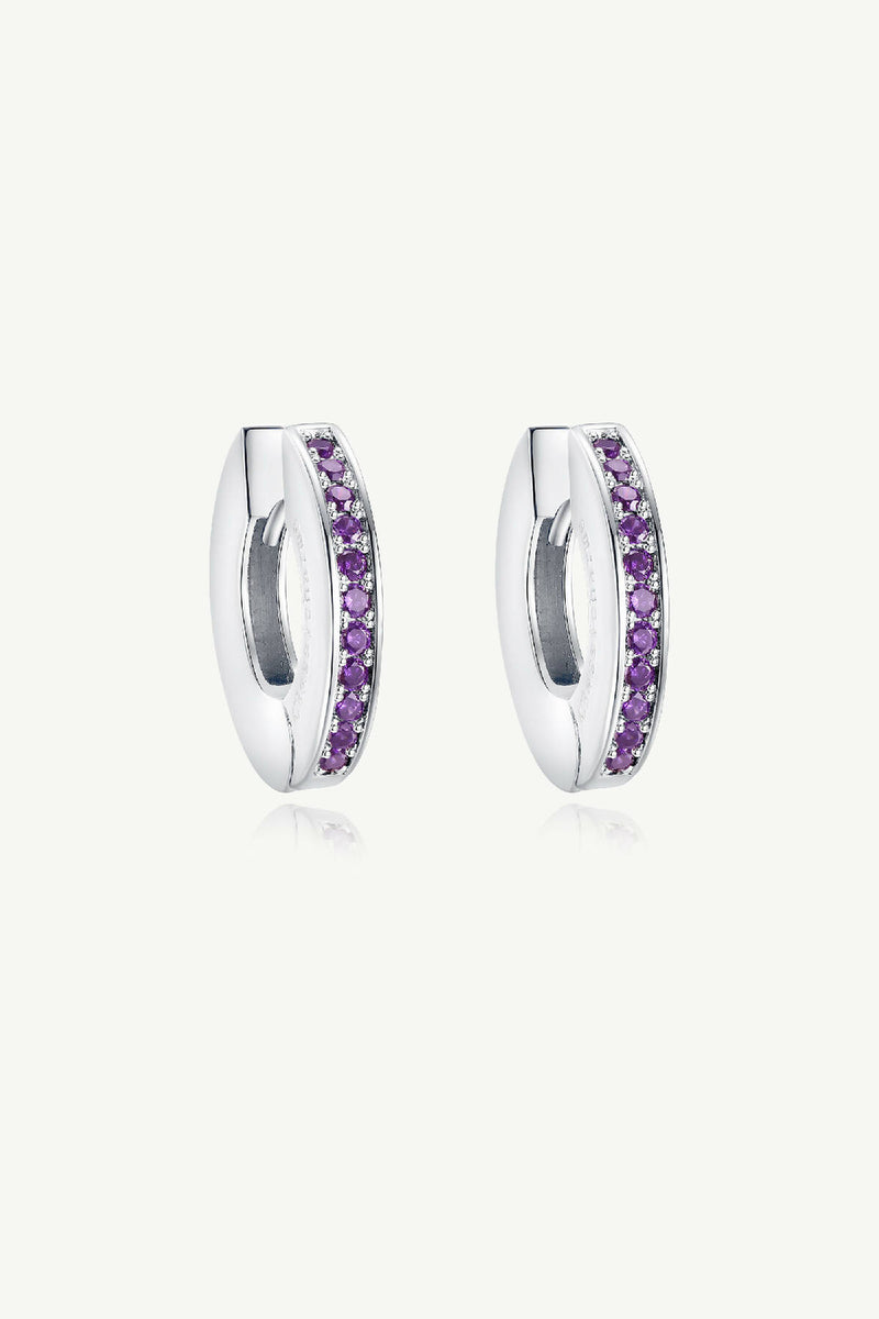 Adara Purple Cubic Zirconia Hoop Earrings