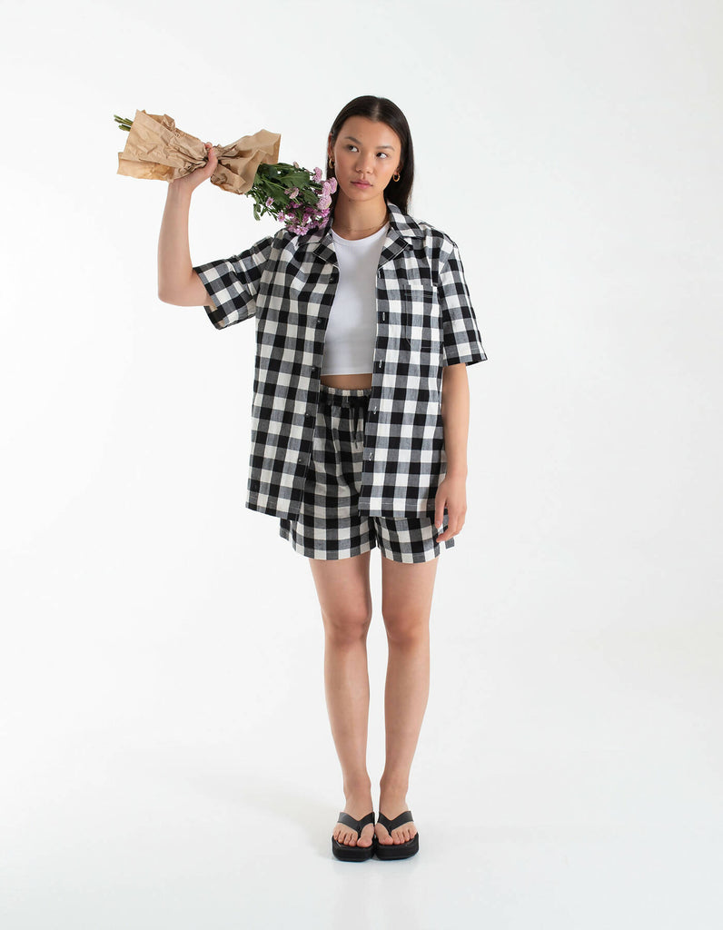 Billie Black & White Short-Sleeved Checked Shirt