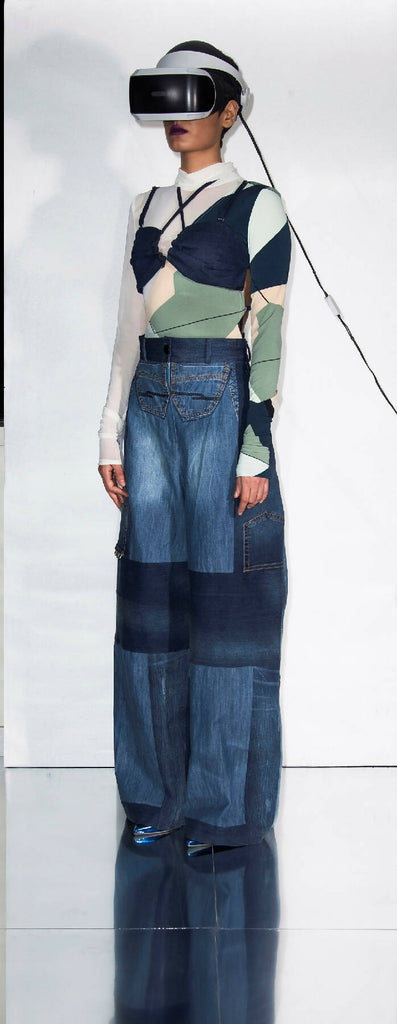 Crystal Patchwork Denim Pants