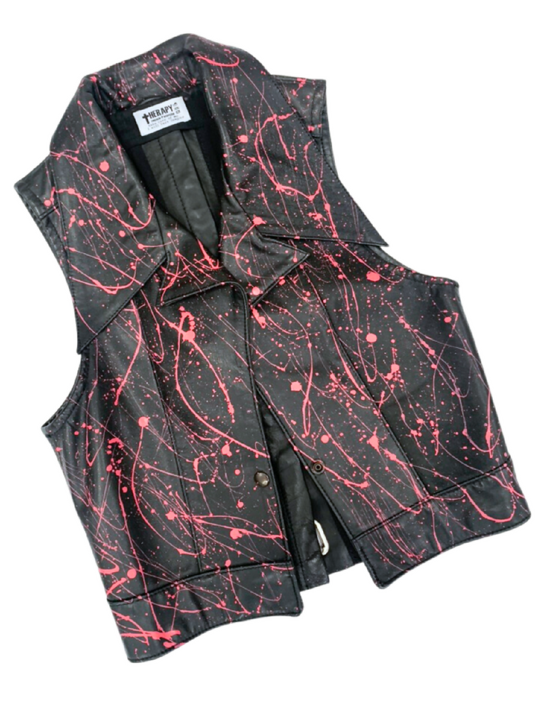 Pink Splatter Leather Vest