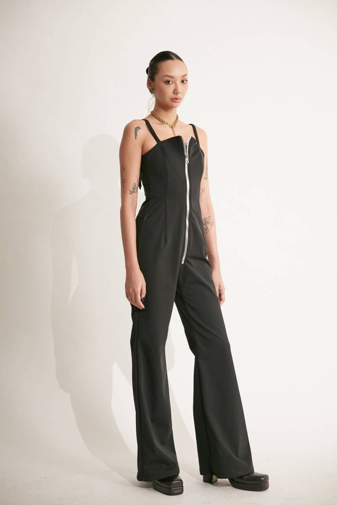 Sleeves Jumpsuit with Vintage Zipper