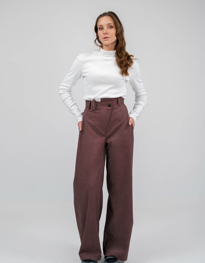 Plaid palazzo trousers