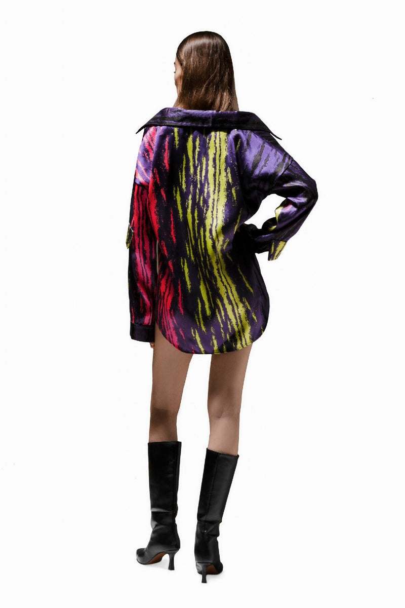 Asymmetric Multicolor Shirt Dress