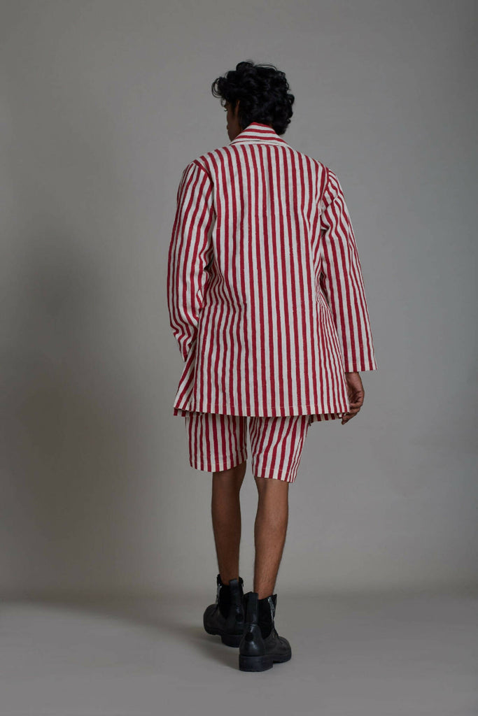 Red Stripe Shawl Jacket