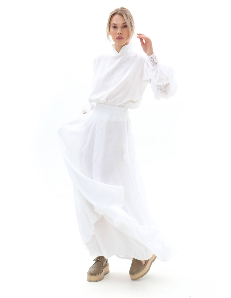 Women’s Batiste “Etno” Skirt In Pure White