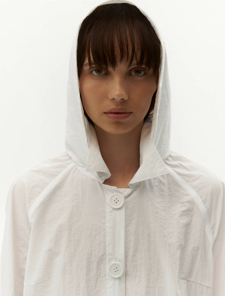 Textured Waterproof Raincoat — White Color