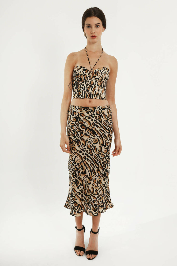 Animal print midi skirt