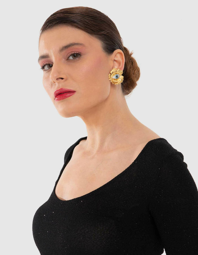 evil-eye-flower-earrings-on-model