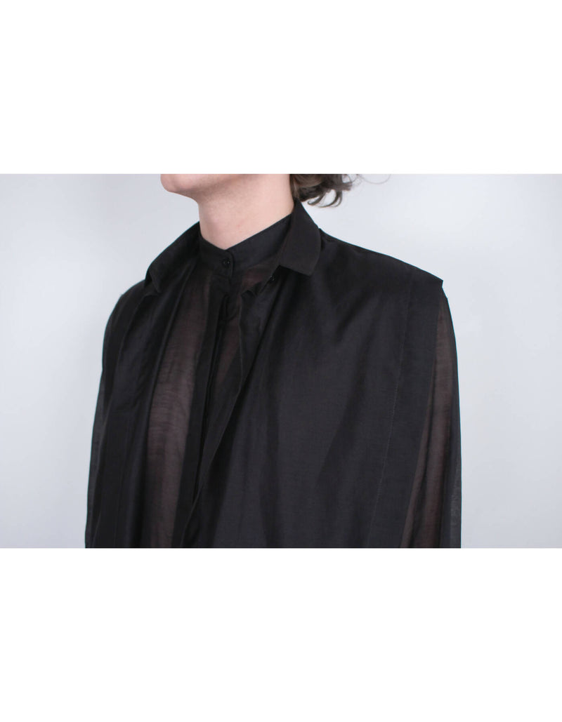 Black Layered Silk Shirt